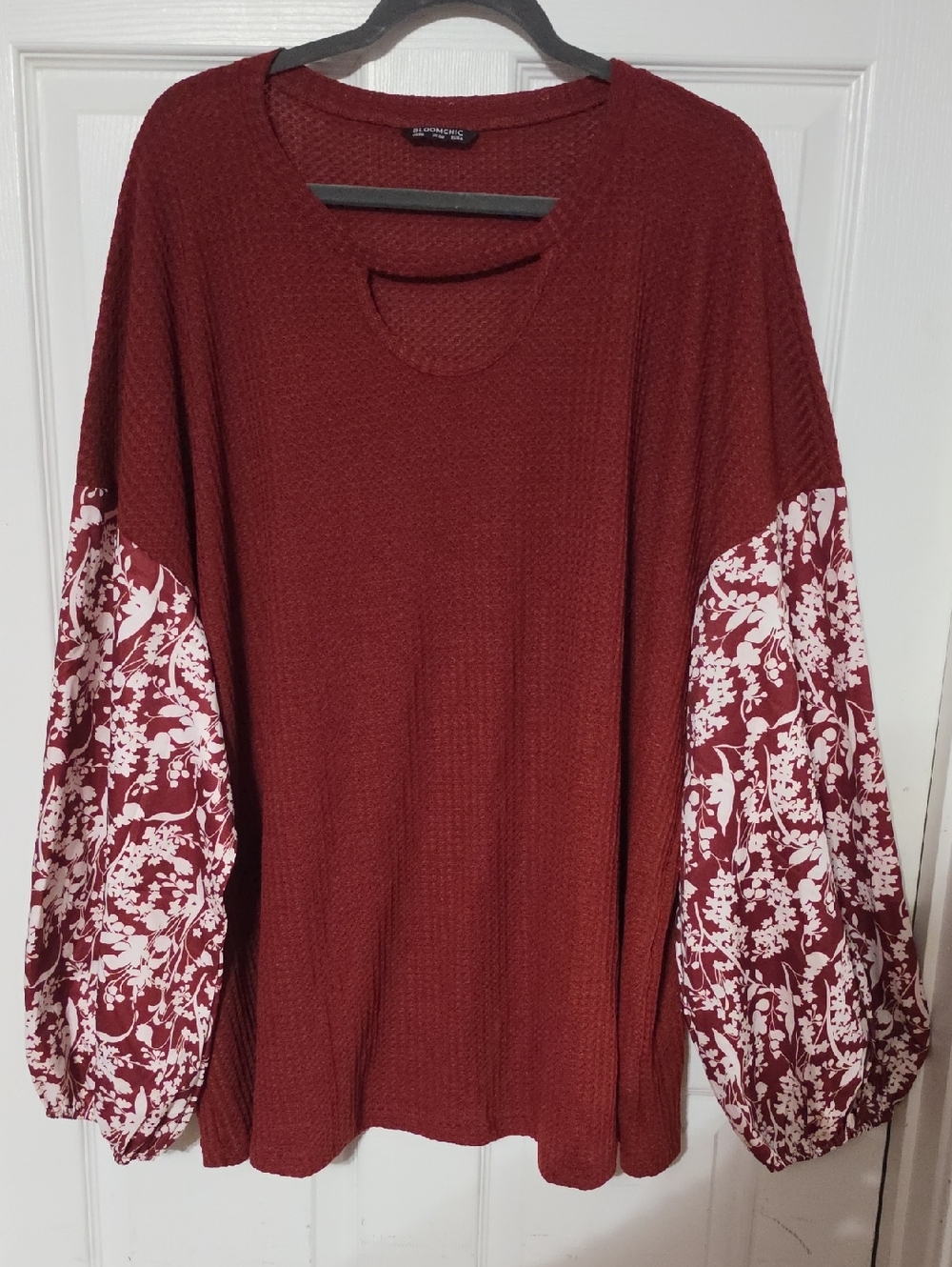 BloomChic Red Waffle Knit Top